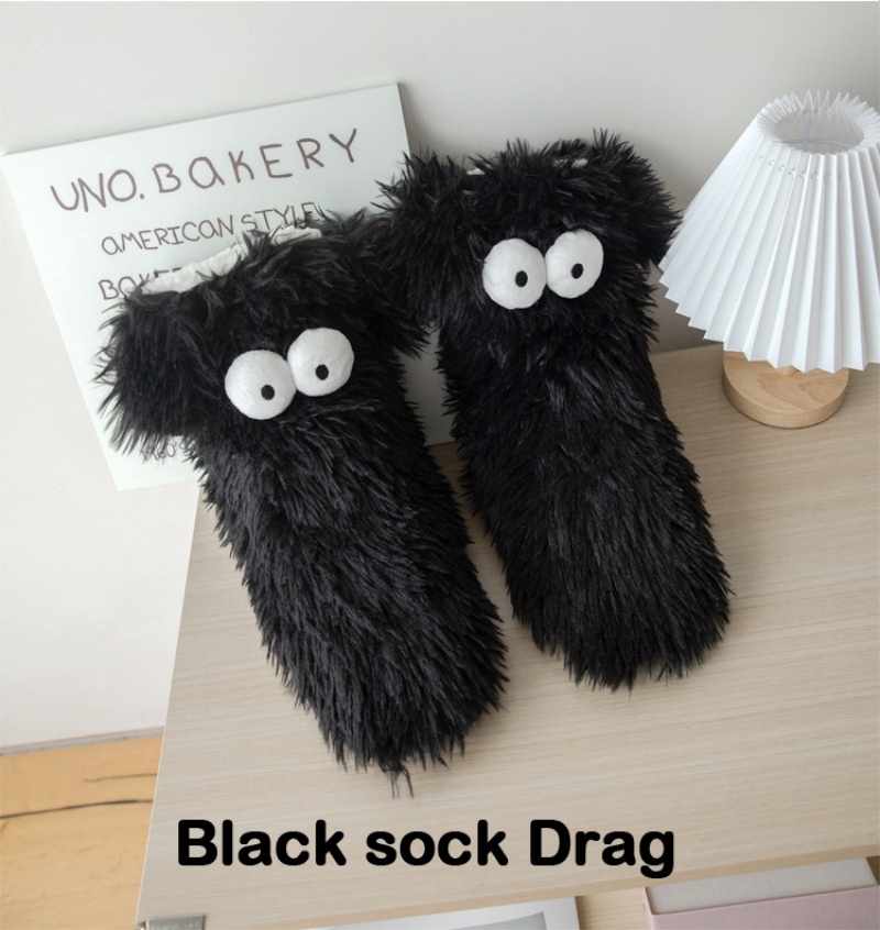 Womens Winter Cartoon Slipper Socks with Big Eyes Non-slip Floor Socks